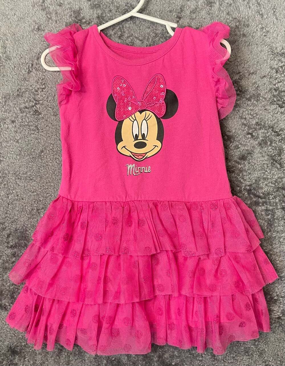 Disney Minnie Mouse Toddler Girls Pink Ruffle Tulle Dress Size 2T